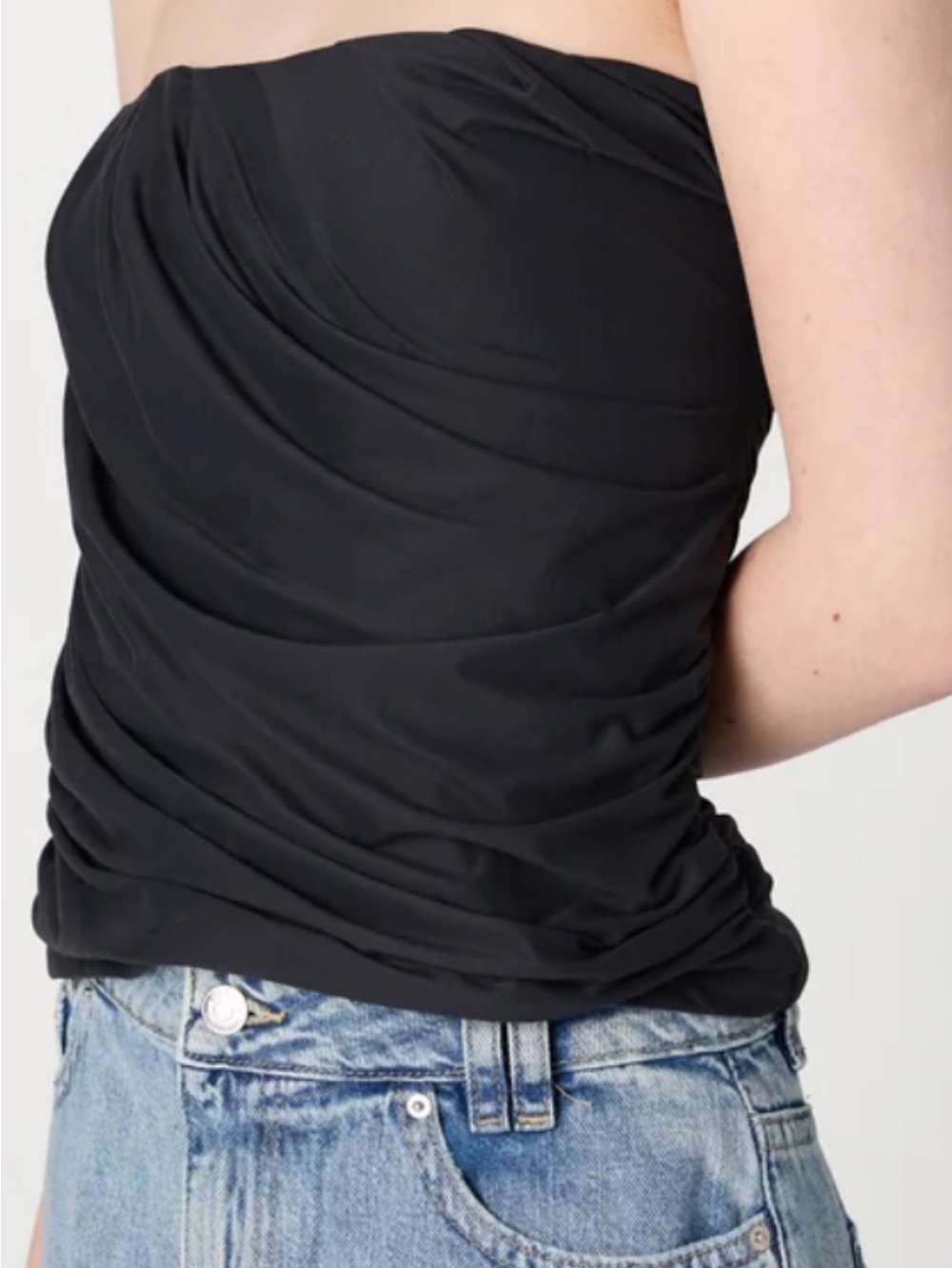 Abercrombie & Fitch Soft Matte Tuckable Ruched Tube Top Medium